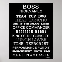 Funny Boss Nicknames and Job Titles Office Poster