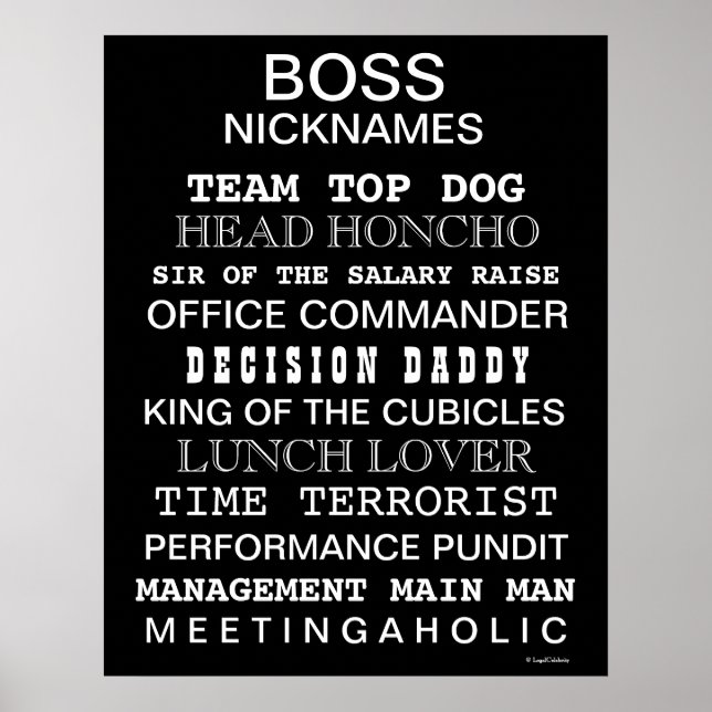 Funny Boss Nicknames and Job Titles Office Poster (Front)