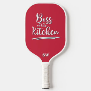 Funny Boss of the Kitchen Vintage Re White Elegant Pickleball Paddle