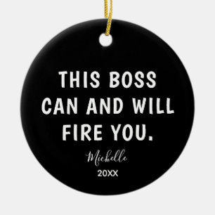 Funny Boss Personalised Year Christmas Ceramic Tree Decoration