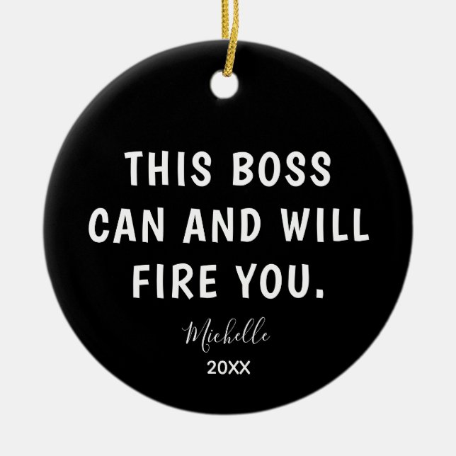 Funny Boss Personalised Year Christmas Ceramic Tree Decoration (Front)