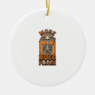 Funny Boss Skeleton Vintage Halloween Shirt_1 Ceramic Tree Decoration