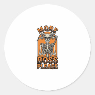 Funny Boss Skeleton Vintage Halloween Shirt_1 Classic Round Sticker