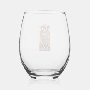 Funny Boss Skeleton Vintage Halloween Shirt_1 Stemless Wine Glass