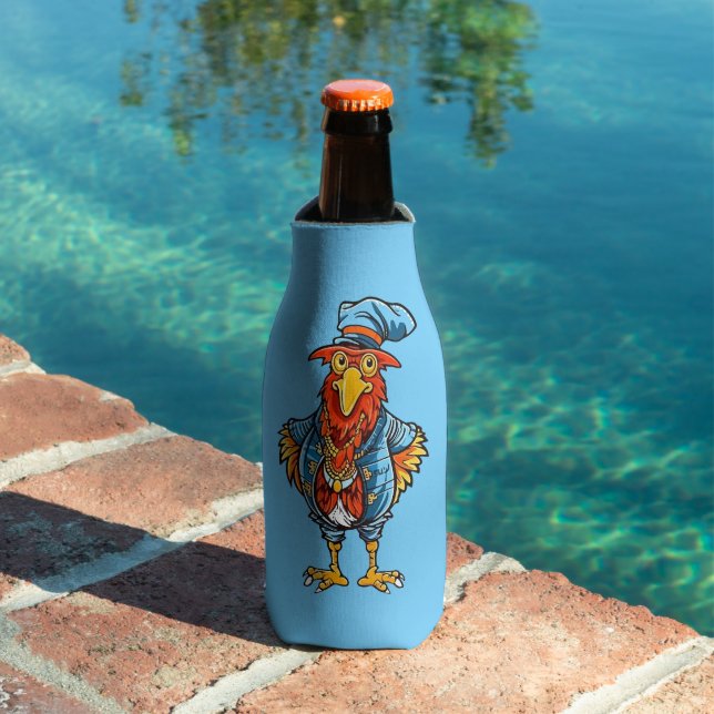 Funny Bossy Cartoon Rooster Bottle Cooler (In Situ Pool)