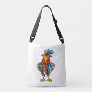 Funny Bossy Cartoon Rooster Crossbody Bag