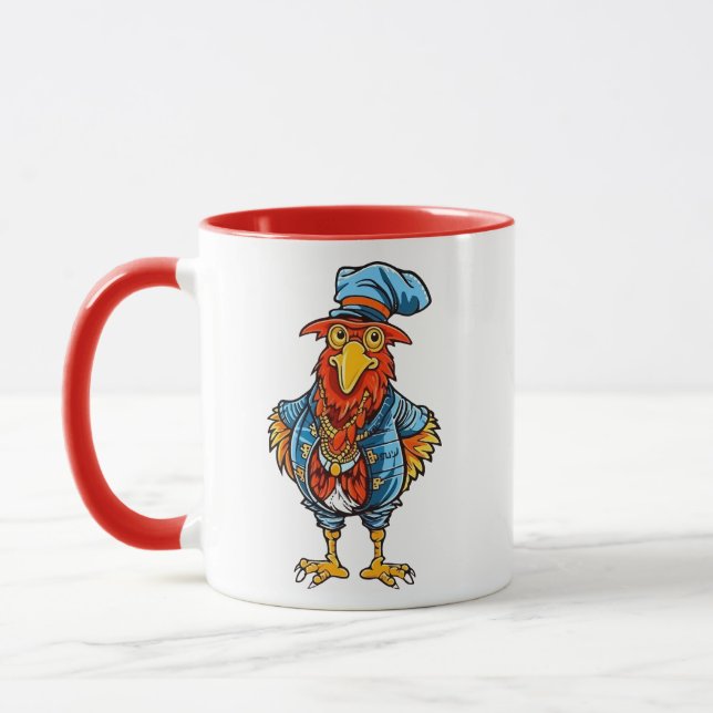 Funny Bossy Cartoon Rooster Mug (Left)