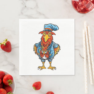 Funny Bossy Cartoon Rooster Napkin