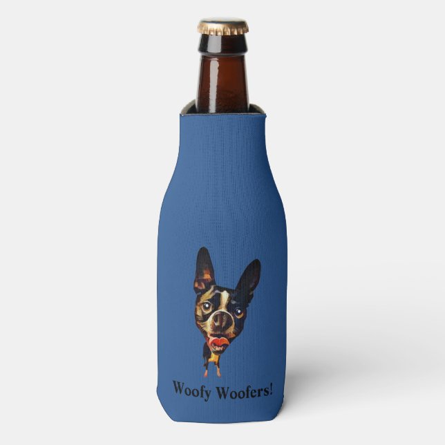 Funny Boston Terrier Bottle Cooler (Bottle Front)