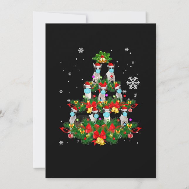 Funny Boston Terrier Christmas Tree Dog Mask Xmas Announcement (Front)