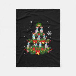 Funny Boston Terrier Christmas Tree Dog Mask Xmas Fleece Blanket