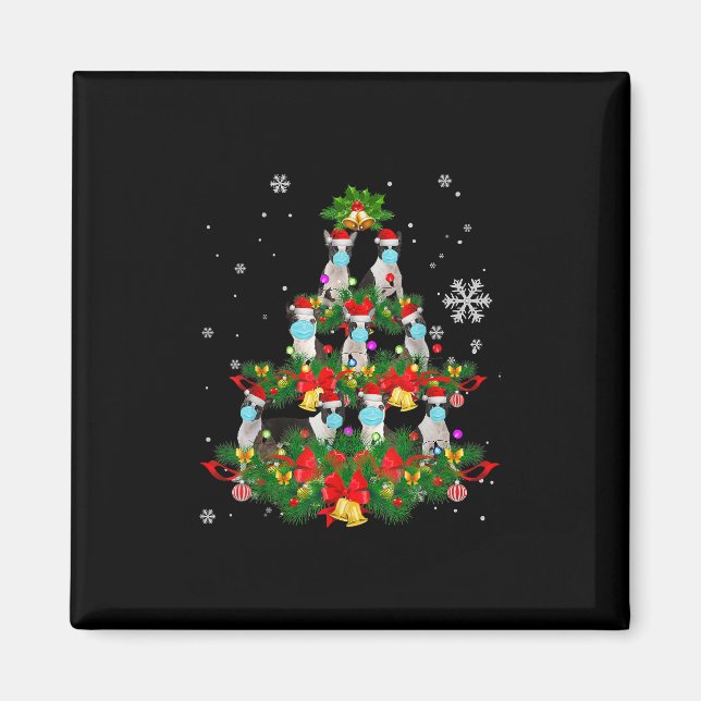 Funny Boston Terrier Christmas Tree Dog Mask Xmas Magnet (Front)