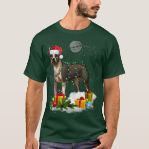 Funny Boston Terrier Dog Christmas Lights Santa Ha T-Shirt