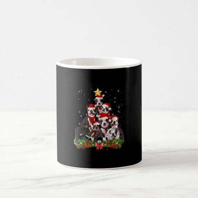 Funny Boston Terrier Dog Christmas Tree Gift Coffee Mug (Center)