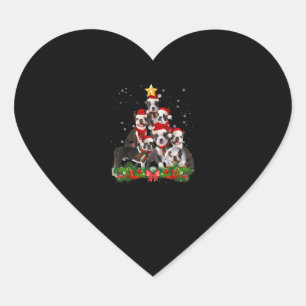 Funny Boston Terrier Dog Christmas Tree Gift Heart Sticker