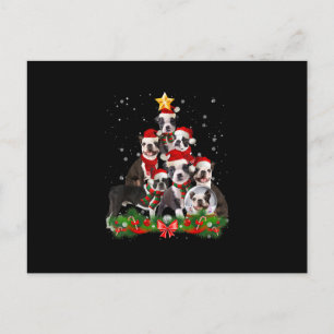 Funny Boston Terrier Dog Christmas Tree Gift Holiday Postcard