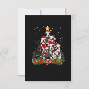 Funny Boston Terrier Dog Christmas Tree Gift RSVP Card