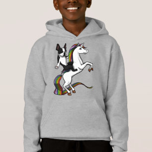 Funny Boston Terrier Dog Riding Unicorn