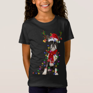 Funny Boston Terrier Dog Tree Christmas Lights Xma T-Shirt