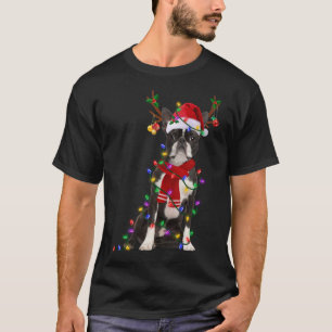 Funny Boston Terrier Dog Tree Christmas Lights Xma T-Shirt