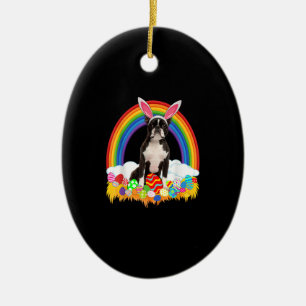 Funny Boston Terrier Egg Shirt Dog Lover Easter Ceramic Tree Decoration