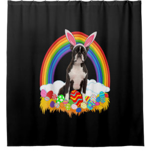 Funny Boston Terrier Egg Shirt Dog Lover Easter Shower Curtain
