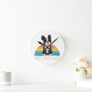 Funny Boston Terrier Gift For Pet Lover Round Clock