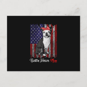 Funny Boston Terrier Mum American Flag Tee T-Shirt Holiday Postcard
