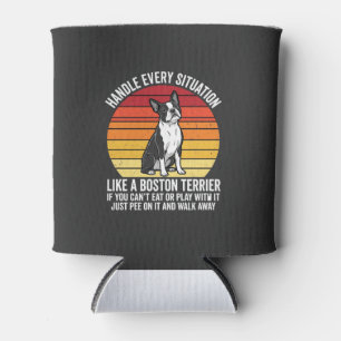 Funny Boston Terrier Retro Dog Attitude Can Cooler