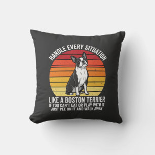 Funny Boston Terrier Retro Dog Attitude Cushion