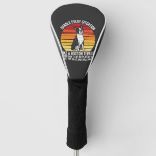 Funny Boston Terrier Retro Dog Attitude Golf Head Cover