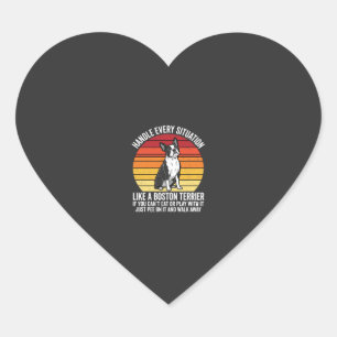 Funny Boston Terrier Retro Dog Attitude Heart Sticker