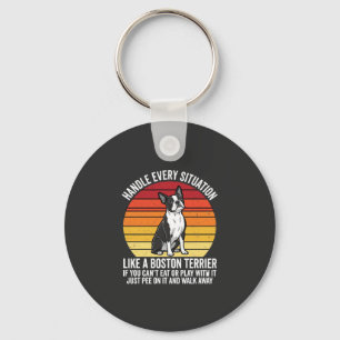 Funny Boston Terrier Retro Dog Attitude Key Ring
