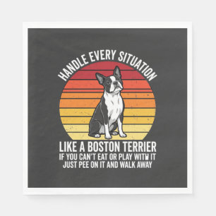 Funny Boston Terrier Retro Dog Attitude Napkin