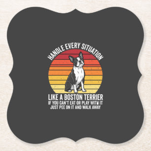 Funny Boston Terrier Retro Dog Attitude Paper Coaster