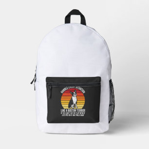 Funny Boston Terrier Retro Dog Attitude Printed Backpack