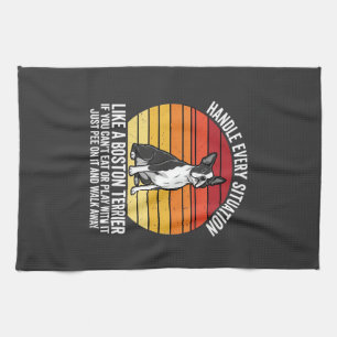 Funny Boston Terrier Retro Dog Attitude Tea Towel