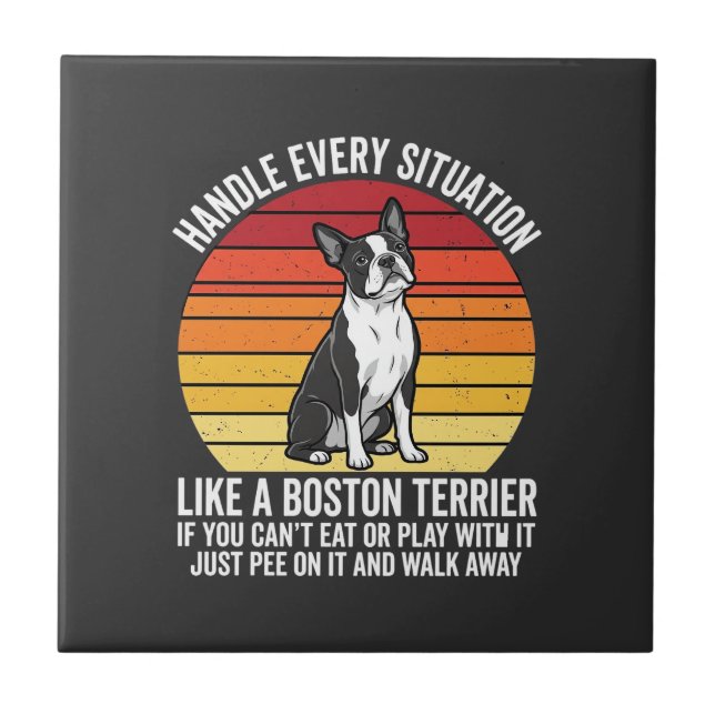 Funny Boston Terrier Retro Dog Attitude Tile (Front)