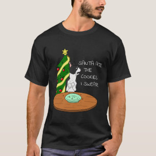 Funny Boston Terrier Santa Ate The Cookies Christm T-Shirt