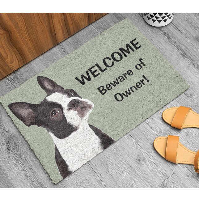 Funny Boston Terrier Welcome Cute Dog Doormat (Creator Uploaded)