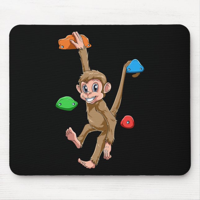 Funny Bouldering And Rock Climbing Monkey  Mouse Mat (Front)
