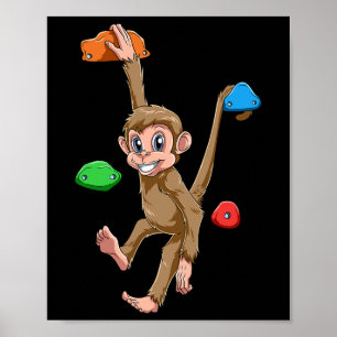 Funny Bouldering And Rock Climbing Monkey Poster