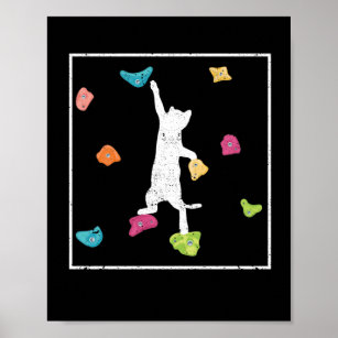 Funny Bouldering Cat Climber Cute Cat Poster