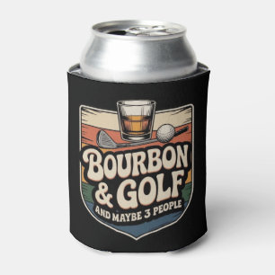Funny Bourbon Golf Golfer Dad Gift Vintage Can Cooler