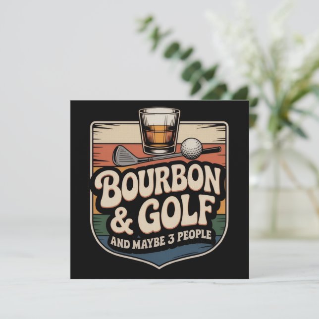 Funny Bourbon Golf Golfer Dad Gift Vintage Invitation (Standing Front)