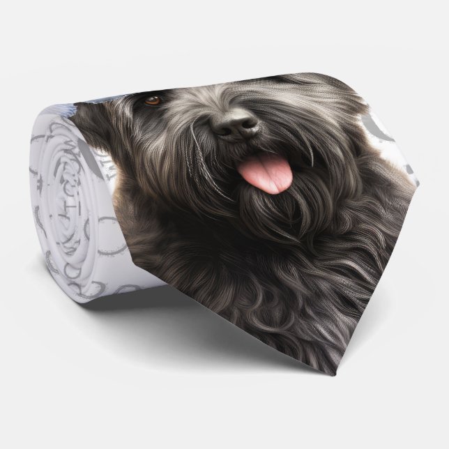 Funny Bouvier des Flandres Christmas Dog Lover Tie (Rolled)