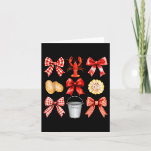 Funny Bow Cute Coquette Crawfish Boil Y2k Girl Aes Card