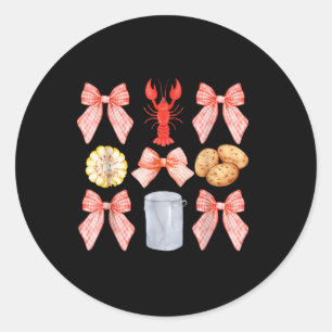 Funny Bow Cute Coquette Crawfish Boil Y2k Girl Aes Classic Round Sticker