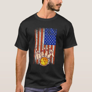 Funny Bowler Gifts Vintage American Flag Bowling T T-Shirt
