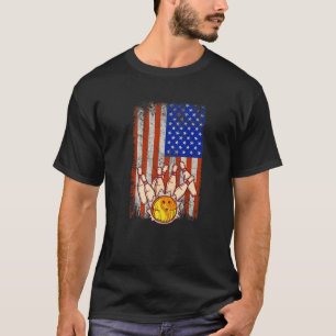 Funny Bowler Gifts Vintage American Flag Bowling T T-Shirt